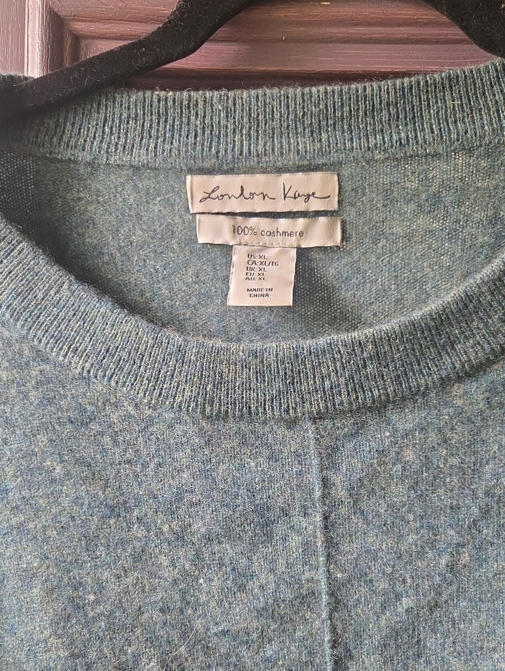 100% Cashmere London Kaye Teal Crewneck Sweater Womens Size XL  Soft And Cozy - Picture 2 of 6